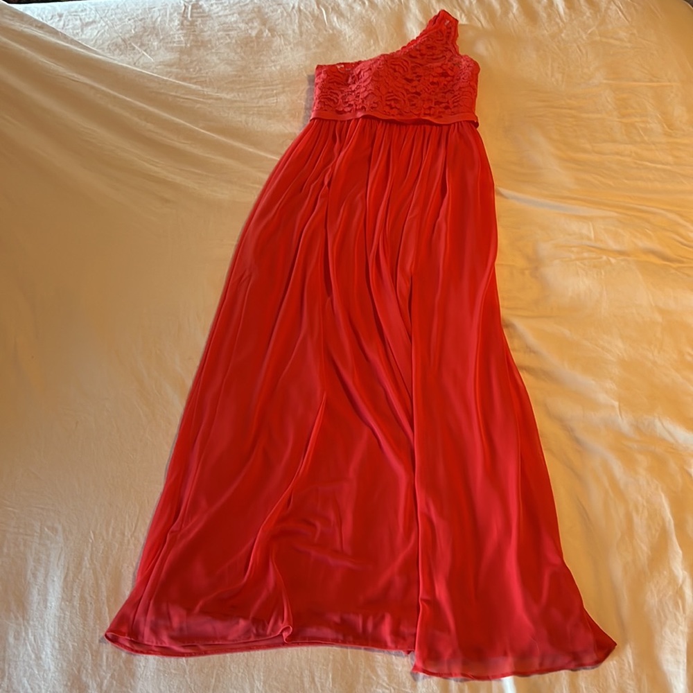 Beautiful Coral One-Shoulder Dress
